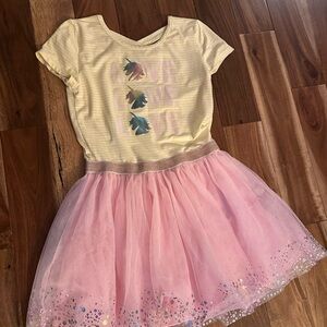 btween Yellow and Pink Casual Kids Dress